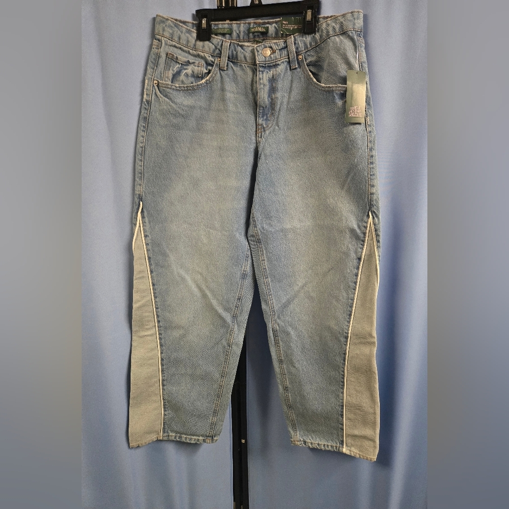 Two-Tone Denim Jeans with Side Panels